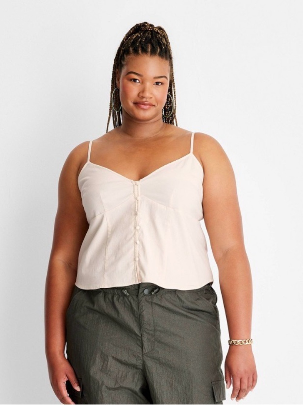 Future Collective Strappy Button Front Cami, Size 1X - NWT